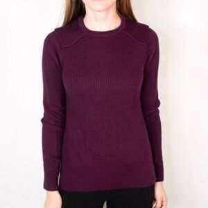 NWOT AYR Merino Wool Purple Ribbed Sweater Knit Slit Comfy Warm Size XS Luxury